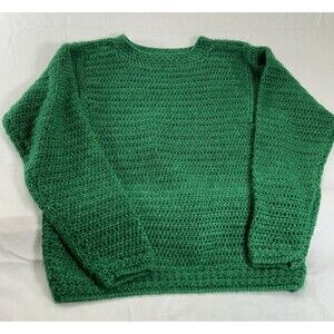Handmade Crochet Sweater Women’s Large Green Pullover Long Sleeve New